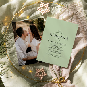 Simple Minimalist Sage Photo Wedding Brunch Invitation