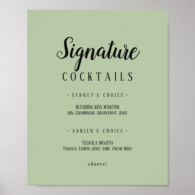 Simple Minimalist|Sage Signature Cocktails Poster (Front)