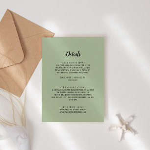 Simple Minimalist Sage Wedding Details  Enclosure Card