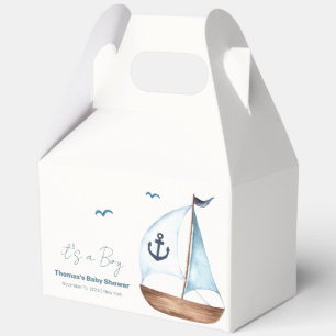 Simple Minimalist Sailboat Anchor Baby Shower  Favour Box