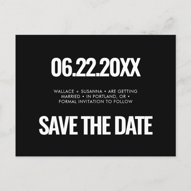 Simple minimalist Save the date Postcard (Front)