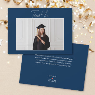 Simple Minimalist Script Graduate Photo Graduation Thank You Card