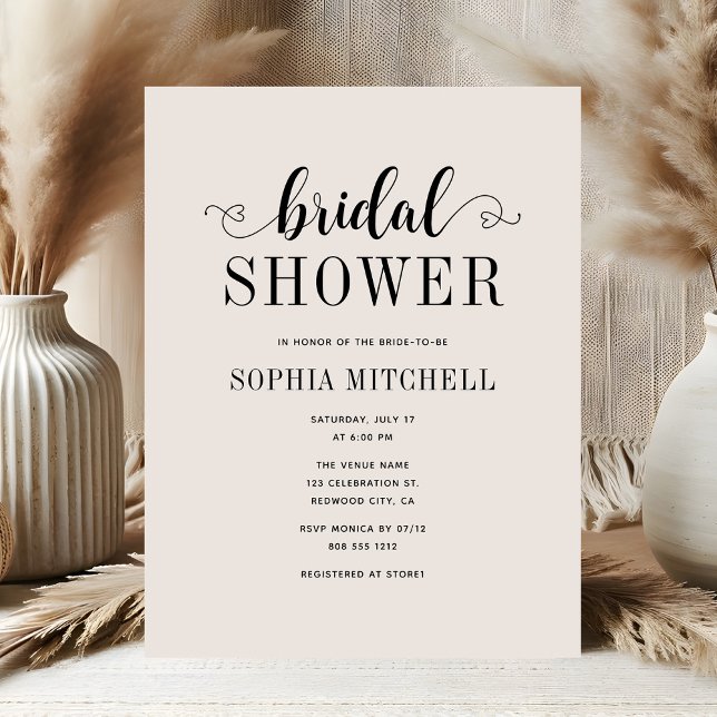 Simple Minimalist Script Heart Bridal Shower Postcard (Creator Uploaded)