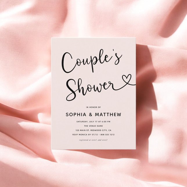 Simple Minimalist Script Heart Couples Shower Postcard (Creator Uploaded)