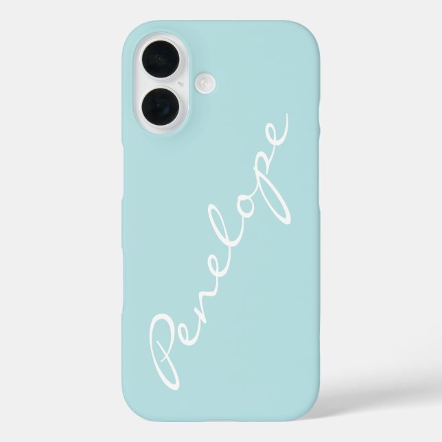 Simple Minimalist Script Name Pastel Aqua Custom  Case-Mate iPhone Case (Back)