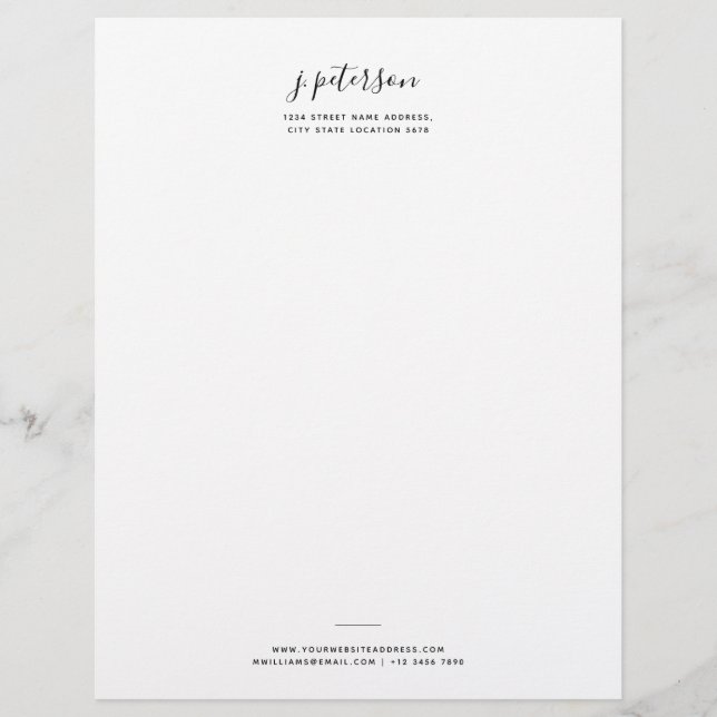 Simple Minimalist Script Name Professional Office Custom Letterhead (Front)