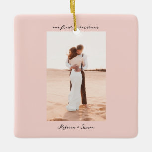 Simple Minimalist Script Photo Ceramic Ornament