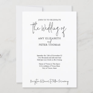 Simple, Minimalist Script - QR Code - BW Wedding Invitation