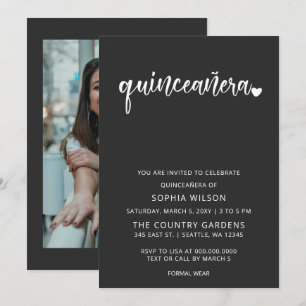 Simple Minimalist Script QUINCEANERA Photo Invitation