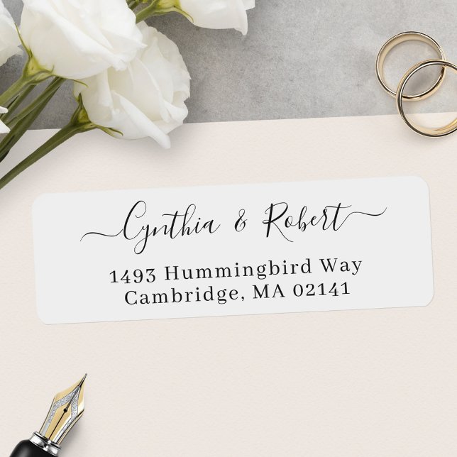 Simple Minimalist Script Wedding Return Address Label (Creator Uploaded)