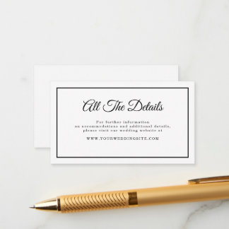 Simple Minimalist Script Wedding Website Details Enclosure Card