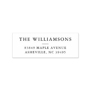 Simple Minimalist Serif Family Name Return Address Rubber Stamp