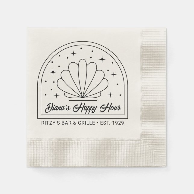 Simple Minimalist Shell Logo Beverage Napkins (Front)