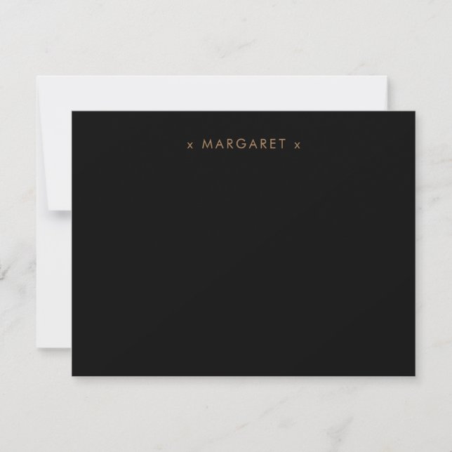 Simple Minimalist Solid Black Gold Personalised Card (Front)