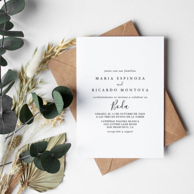Simple Minimalist Spanish Wedding Invitation (Creator Uploaded)
