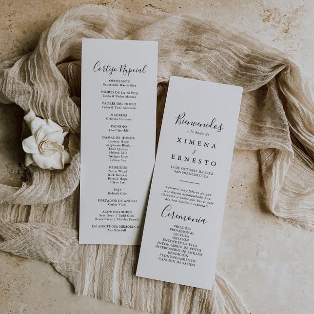 Simple Minimalist Spanish Wedding Program (Creator Uploaded)