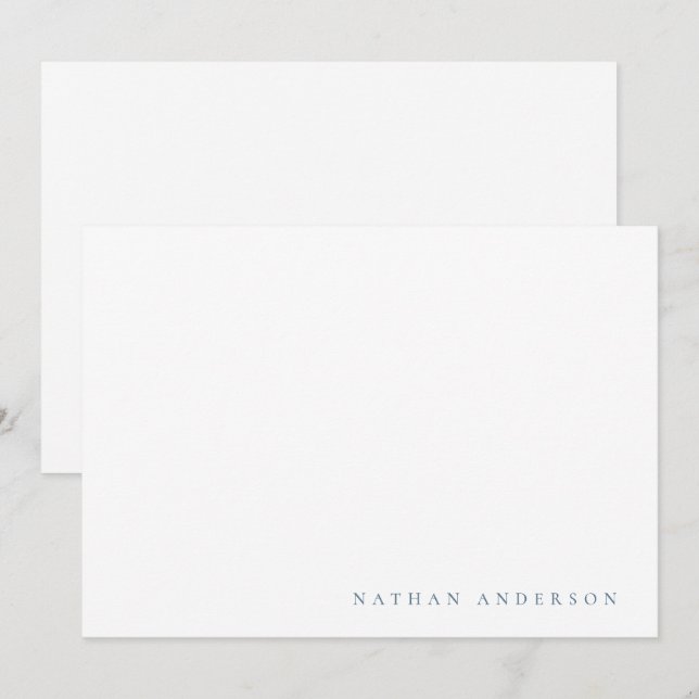 Simple Minimalist Stone Blue Correspondence   Card (Front/Back)