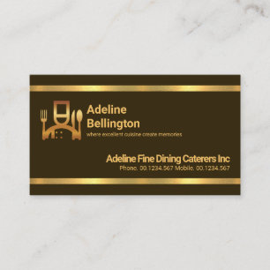 Simple Minimalist Striking Gold Line Food Catering Business Card