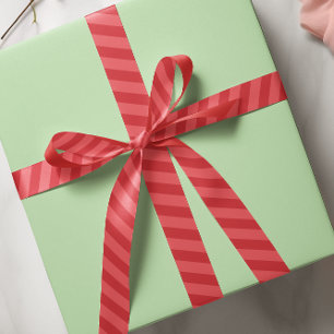 Simple Minimalist Striped Red Minimal Pattern  Satin Ribbon