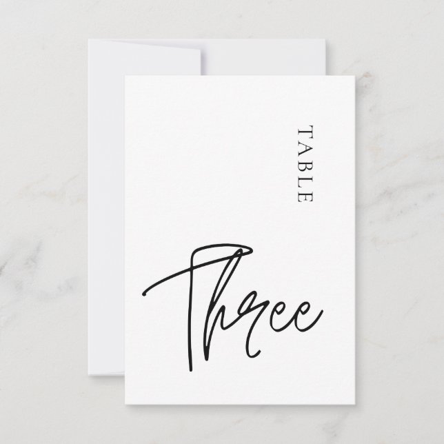 Simple Minimalist Table Three Table Number (Front)