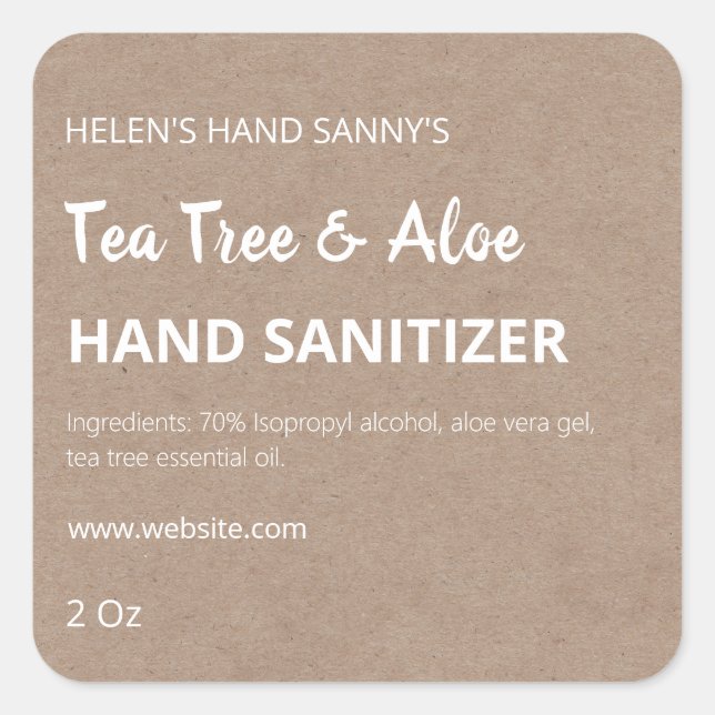Simple Minimalist Tea Tree Hand Sanitizer Labels (Front)