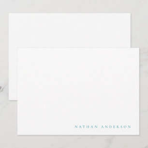 Simple Minimalist Teal Blue Correspondence Card