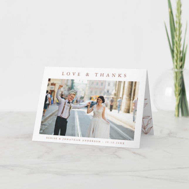 Simple Minimalist Terracotta Wildflower Wedding    Thank You Card (Front)