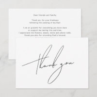 Simple Minimalist Thank You for Condolences