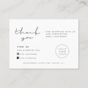 Simple minimalist Thank you package insert card