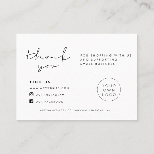Simple minimalist Thank you package insert card (Back)