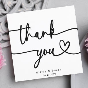 Simple Minimalist Thank You Script Heart Wedding 