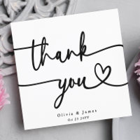 Simple Minimalist Thank You Script Heart Wedding