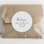 Simple Minimalist Thank You Wedding Favour Classic Round Sticker<br><div class="desc">This simple minimalist thank you wedding favour classic round sticker is perfect for a modern wedding. The simple and elegant design features classic and fancy script typography in black and white. Make the sticker labels your own by including your names, the event (if applicable), and the date. These stickers can...</div>
