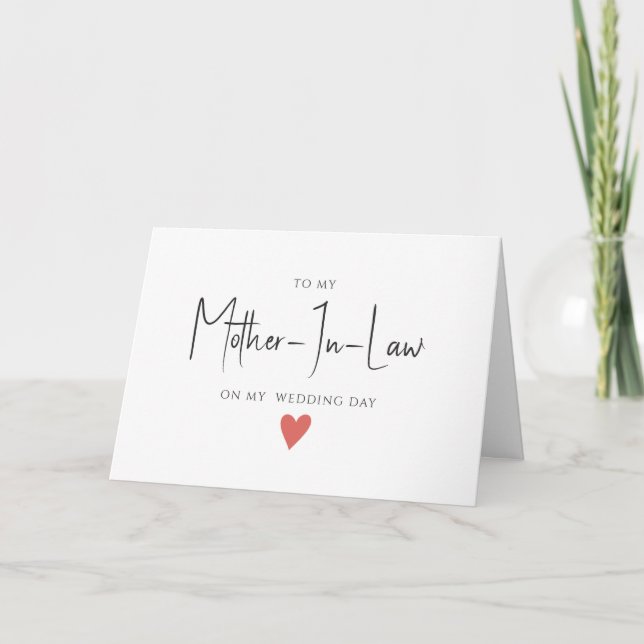 Simple Minimalist  to Mother-in-law, Wedding Card  (Front)