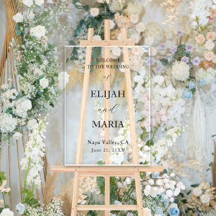 Simple Minimalist Transparent Wedding Welcome Acrylic Sign