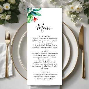 Simple Minimalist Tropical Greenery Wedding Menu