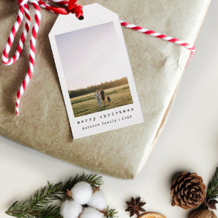 Simple Minimalist Typewriter Family Photo Gift Tags
