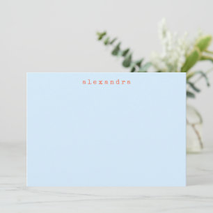 Simple Minimalist Typewriter Name Blue Orange Card