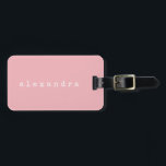 Simple Minimalist Typewriter Name Custom Pink Luggage Tag<br><div class="desc">This stylish custom luggage tag features a simple minimalist design of your name in a retro typewriter font in white on a light pastel pink background. Great gift idea!</div>