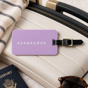 Simple Minimalist Typewriter Name Custom Purple Luggage Tag