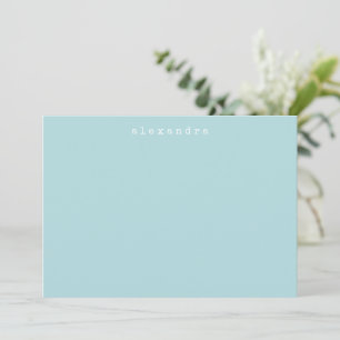 Simple Minimalist Typewriter Name Light Aqua Blue Card