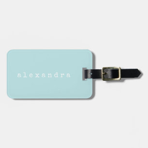 Simple Minimalist Typewriter Name Light Aqua Blue Luggage Tag