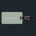 Simple Minimalist Typewriter Name Rustic Sage  Luggage Tag<br><div class="desc">This stylish custom luggage tag features a simple minimalist design of your name in a retro typewriter font in white on a sage green background. Great gift idea!</div>