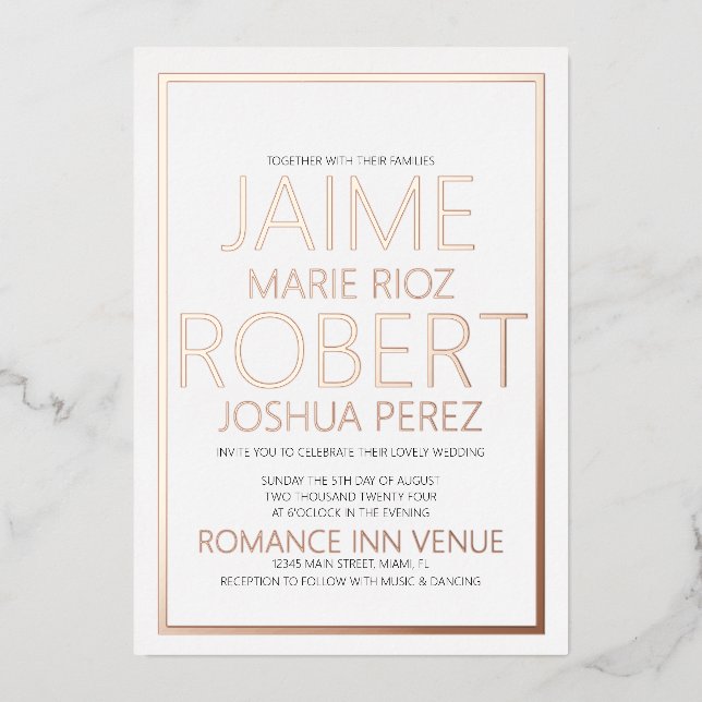 SIMPLE & MINIMALIST Typography Black Wedding Foil  (Front)