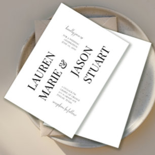 Simple Minimalist Typography Black Wedding Invitation