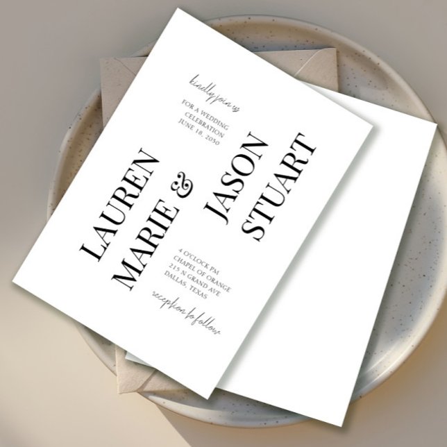 Simple Minimalist Typography Black Wedding Invitation (Creator Uploaded)