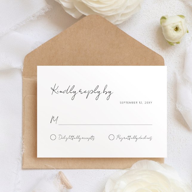 Simple Minimalist Typography Modern White Stylish RSVP Card (Creator Uploaded)