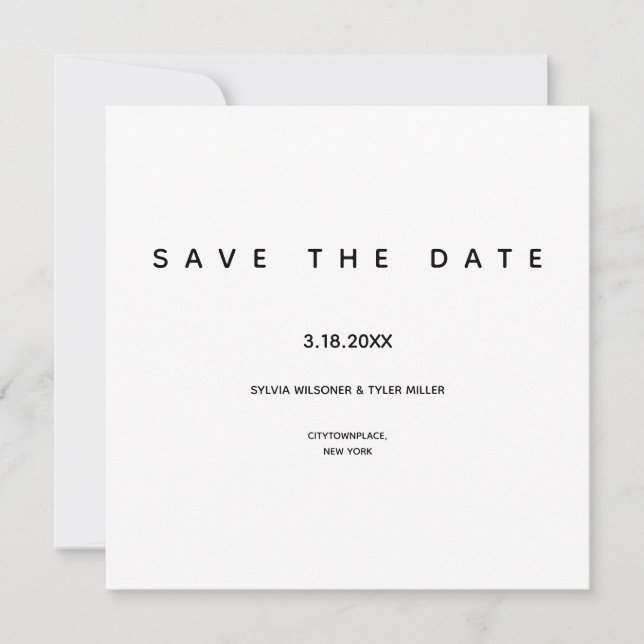 Simple Minimalist Typography Wedding  Save The Date (Front)
