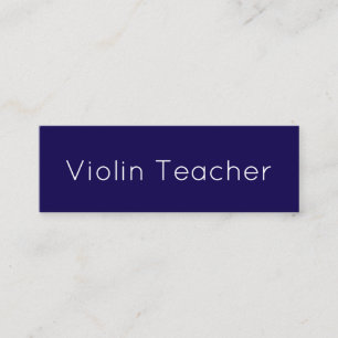 Simple Minimalist Violin Teacher Classic Blue Mini Business Card