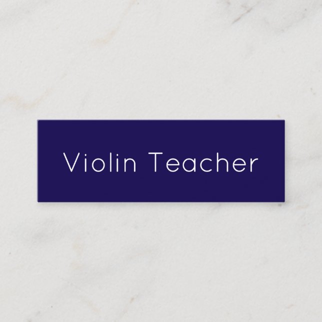 Simple Minimalist Violin Teacher Classic Blue Mini Business Card (Front)